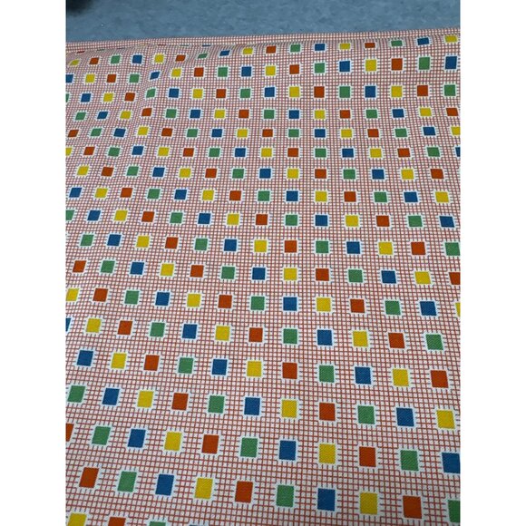 Play All Day by American Jane Cotton Fabric 19" x 44" Red Grid Multicolor Square - Picture 5 of 6